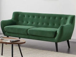 Vente-unique Fluweel / Suede-Driezitsbank In Sparrengroen Fluweel Serti
