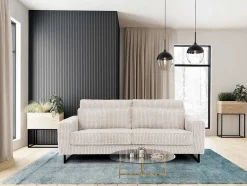 Maison Céphy Speciale Modellen Zitbanken & Fauteuils-Driezitsbank Van Beige Ribfluweel Tessio Van Maison Cephy