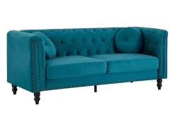 Vente-unique Chesterfield Zitbank-Driezitsbank Van Blauwgroen Velours Turner