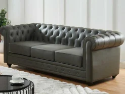 Vente-unique Chesterfield Zitbank-Driezitsbank Van Buffelleer Chesterfield - Grijs
