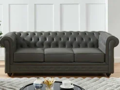 Vente-unique Chesterfield Zitbank-Driezitsbank Van Buffelleer Chesterfield - Grijs