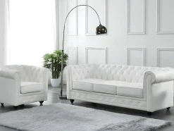 Vente-unique Chesterfield Zitbank-Driezitsbank Van Buffelleer Chesterfield - Wit