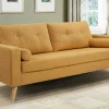 Vente-unique Scandinavisch-Driezitsbank Van Stof Met Woleffect Tatum - Geel