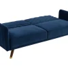 Vente-unique Klik-Klak En Bz Slaapbank-Driezitsbedbank Van Fluweel Joris - Blauw