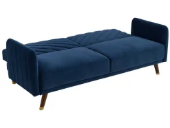 Vente-unique Klik-Klak En Bz Slaapbank-Driezitsbedbank Van Fluweel Joris - Blauw