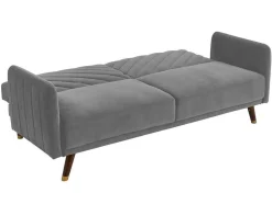 Vente-unique Klik-Klak En Bz Slaapbank-Driezitsbedbank Van Fluweel Joris - Lichtgrijs