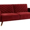 Vente-unique Klik-Klak En Bz Slaapbank-Driezitsbedbank Van Fluweel Joris - Rood