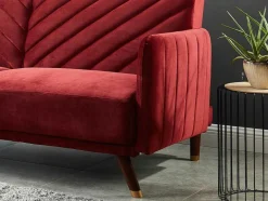 Vente-unique Klik-Klak En Bz Slaapbank-Driezitsbedbank Van Fluweel Joris - Rood