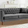 Vente-unique Chesterfield Zitbank-Driezits-Chesterfield-Bank Van Antracietkleurig Velours Arsene