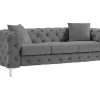 Vente-unique Chesterfield Zitbank-Driezits-Chesterfield-Bank Van Antracietgrijs Velours Edwina