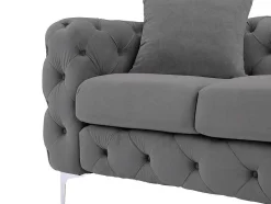 Vente-unique Chesterfield Zitbank-Driezits-Chesterfield-Bank Van Antracietgrijs Velours Edwina