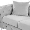 Vente-unique Chesterfield Zitbank-Driezits-Chesterfield-Bank Van Lichtgrijs Velours Edwina