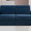 Vente-unique Speciale Modellen Zitbanken & Fauteuils-Driezits-Expressbedbank Van Fluweel Calife - Nachtblauw - Slaapruimte 140 Cm - Matras 14 Cm