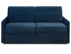 Vente-unique Speciale Modellen Zitbanken & Fauteuils-Driezits-Expressbedbank Van Fluweel Calife - Nachtblauw - Slaapruimte 140 Cm - Matras 14 Cm