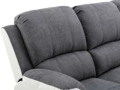 Vente-unique Zitbank-Driezits-Relaxbank Van Microvezel En Grijs En Wit Kunstleer Brody