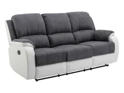 Vente-unique Zitbank-Driezits-Relaxbank Van Microvezel En Grijs En Wit Kunstleer Brody