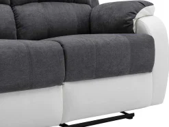Vente-unique Zitbank-Driezits-Relaxbank Van Microvezel En Grijs En Wit Kunstleer Brody