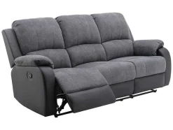 Vente-unique Zitbank-Driezits-Relaxbank Van Microvezel En Grijs En Zwart Kunstleer Brody