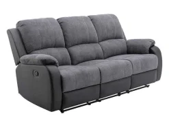 Vente-unique Zitbank-Driezits-Relaxbank Van Microvezel En Grijs En Zwart Kunstleer Brody