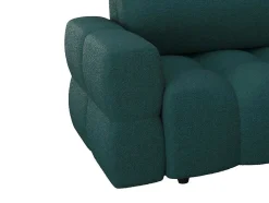 Vente-unique Designer Zitbank-Driezitsslaapbank Van Blauwgroene Bouclestof Issoro