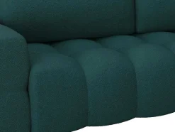 Vente-unique Designer Zitbank-Driezitsslaapbank Van Blauwgroene Bouclestof Issoro