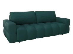 Vente-unique Designer Zitbank-Driezitsslaapbank Van Blauwgroene Bouclestof Issoro
