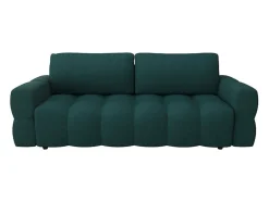 Vente-unique Designer Zitbank-Driezitsslaapbank Van Blauwgroene Bouclestof Issoro
