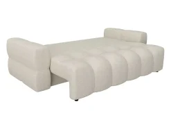 Vente-unique Designer Zitbank-Driezitsslaapbank Van Cremekleurige Bouclestof Issoro