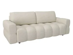 Vente-unique Designer Zitbank-Driezitsslaapbank Van Cremekleurige Bouclestof Issoro