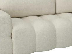 Vente-unique Designer Zitbank-Driezitsslaapbank Van Cremekleurige Bouclestof Issoro
