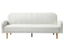 Vente-unique Scandinavisch-Driezitsslaapbank Van Cremekleurige Stof Venafra