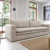 Vente-unique Fluweel / Suede-Driezitsslaapbank Van Cremewit Ribfluweel Tilia.