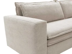 Vente-unique Fluweel / Suede-Driezitsslaapbank Van Cremewit Ribfluweel Tilia.
