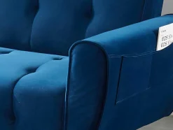Vente-unique Klik-Klak En Bz Slaapbank-Driezits-Slaapbank Van Fluweel Polani - Antraciet