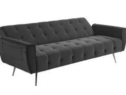 Vente-unique 2En 3-Zitsbank-Driezits-Slaapbank Van Fluweel Polani - Nachtblauw