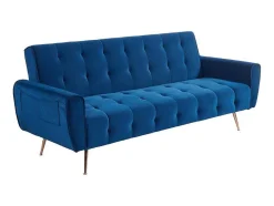 Vente-unique 2En 3-Zitsbank-Driezits-Slaapbank Van Fluweel Polani - Nachtblauw