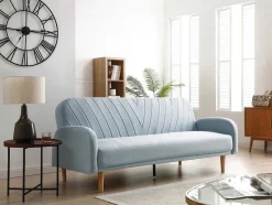 Vente-unique Scandinavisch-Driezitsslaapbank Van Lichtblauwe Stof Venafra