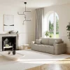 Vente-unique Designer Zitbank-Driezitsslaapbank Van Lichtgrijze Bouclestof Issoro