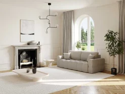 Vente-unique Designer Zitbank-Driezitsslaapbank Van Lichtgrijze Bouclestof Issoro