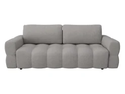 Vente-unique Designer Zitbank-Driezitsslaapbank Van Lichtgrijze Bouclestof Issoro
