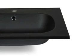 Shower & Design Wastafel-Dubbele Inbouwwastafel In Hars Met Steenlook - Zwart - L120 X B46 Cm - Atiwa