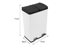 Monstershop Keukenaccessoire En -Opbergruimte-Dubbele Pedaalemmer 60 L - Wit