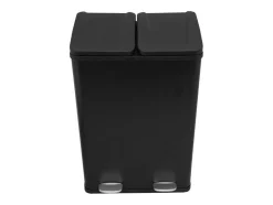 Monstershop Keukenaccessoire En -Opbergruimte-Dubbele Pedaalemmer 60 L - Zwart