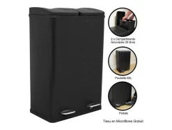Monstershop Keukenaccessoire En -Opbergruimte-Dubbele Pedaalemmer 60 L - Zwart