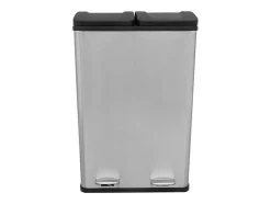 Monstershop Keukenaccessoire En -Opbergruimte-Dubbele Pedaalemmer 60 L - Zilver