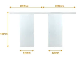 Vente-unique Schuifdeur-Dubbele Schuifdeur In Opbouw - H205 X L166 Cm - Gehard Glas - Alina