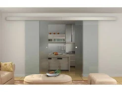 Vente-unique Schuifdeur-Dubbele Schuifdeur In Opbouw - H205 X L166 Cm - Gehard Glas - Alina