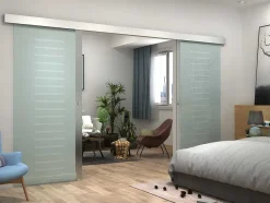 Vente-unique Schuifdeur-Dubbelwandige Schuifdeur - H205 X L166Cm - Gehard Glas - Astana