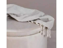 Venture Home Poef-Dunken Poef, Hocker Met Opbergruimte O51Cm Velours Beige.