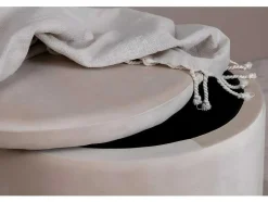 Venture Home Poef-Dunken Poef, Hocker Met Opbergruimte O51Cm Velours Beige.